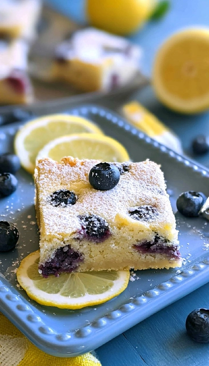 Blueberry Lemon Bars | Sweet-Tart Picnic Dessert Squares