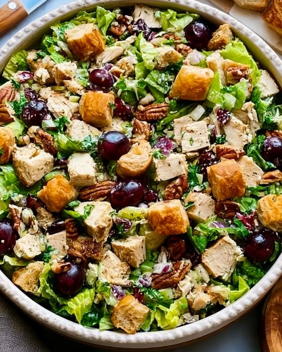 Chicken Salad with Grapes, Pecans, and Croissant Croutons