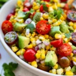 Corn Tomato Avocado Salad (with Cilantro Lime Vinaigrette) 76 Corn-Tomato-Avocado-Salad-with-Cilantro-Lime-Vinaigrette-Recipe