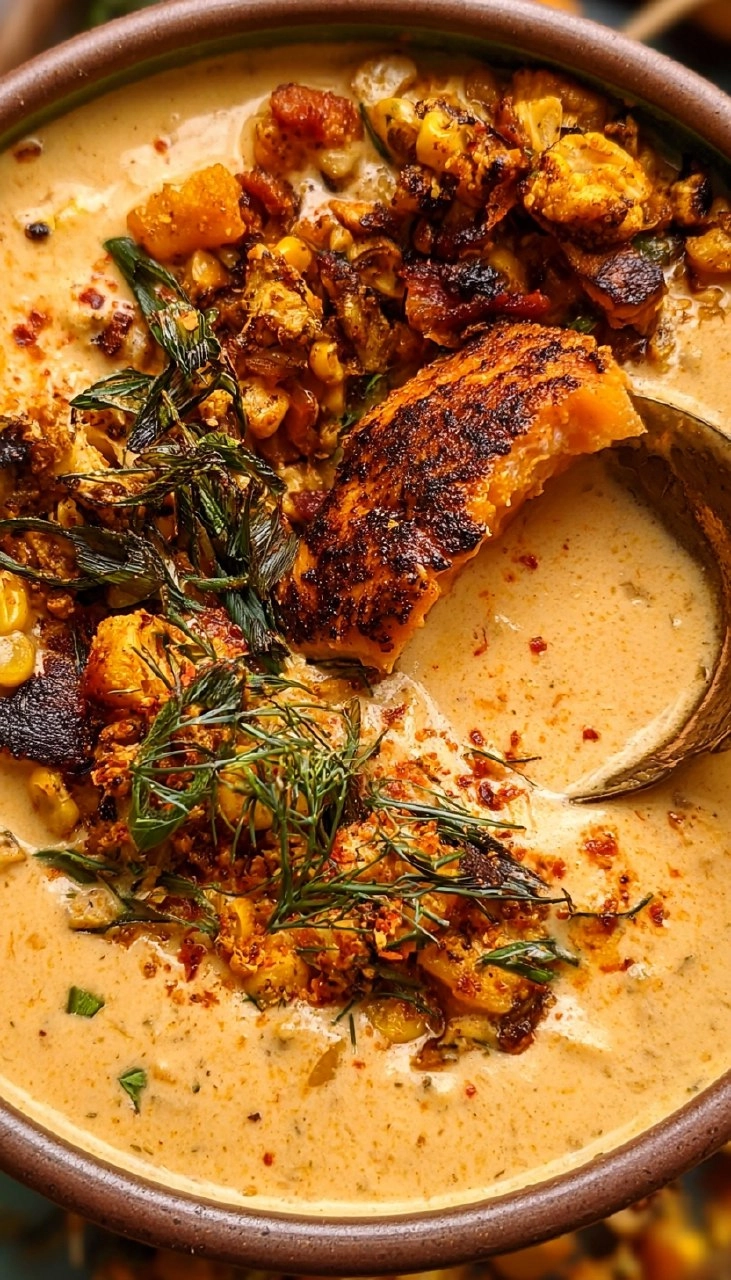 Creamy Blackened Salmon Chowder