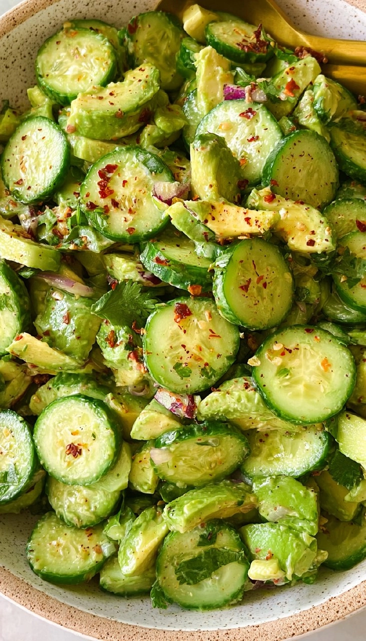 Cucumber Avocado Salad (Creamy, and Ready in 10 minutes)