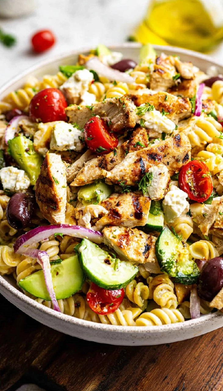 Greek Chicken Pasta Salad (Healthy, High Protein, Easy Meal Prep)