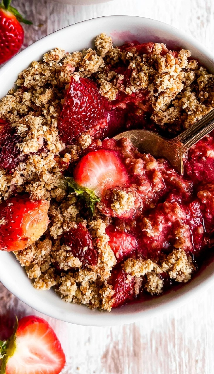 Healthy Strawberry Crisp (Gluten Free, Easy Almond Flour Crumble)
