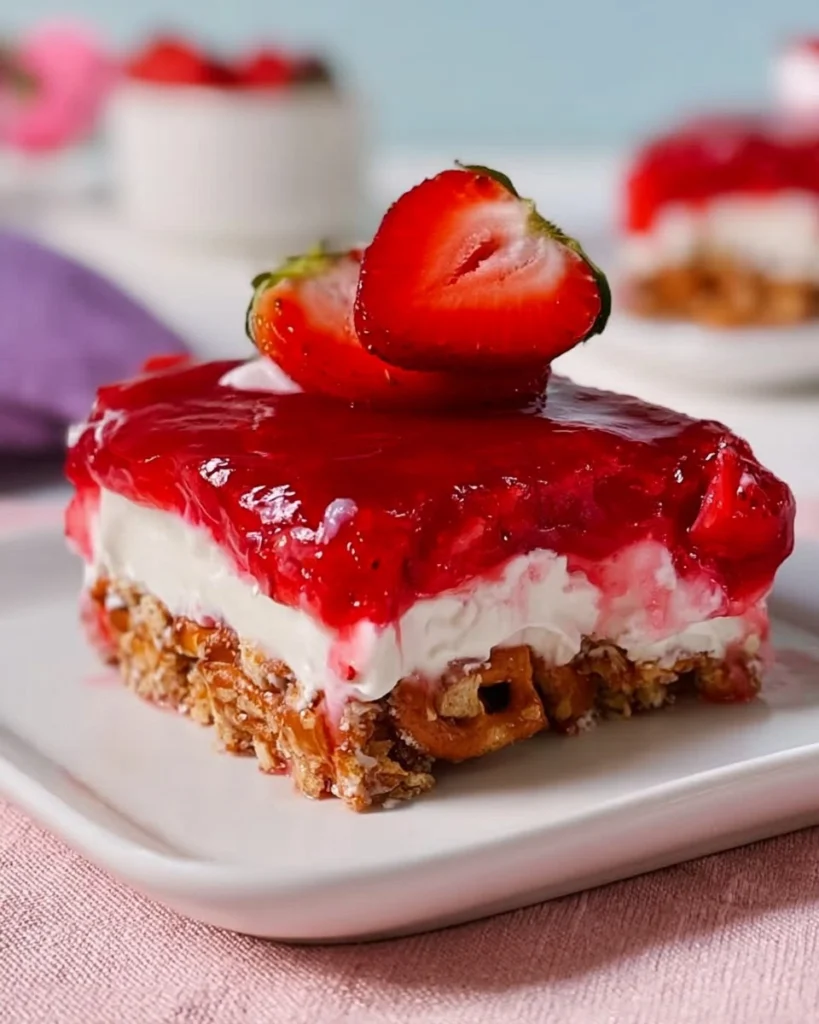 Strawberry-Pretzel-Salad-Sweet-No-Bake-Potluck-Dessert-Recipe