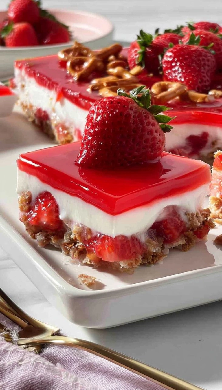 Strawberry Pretzel Salad | Sweet No-Bake Potluck Dessert