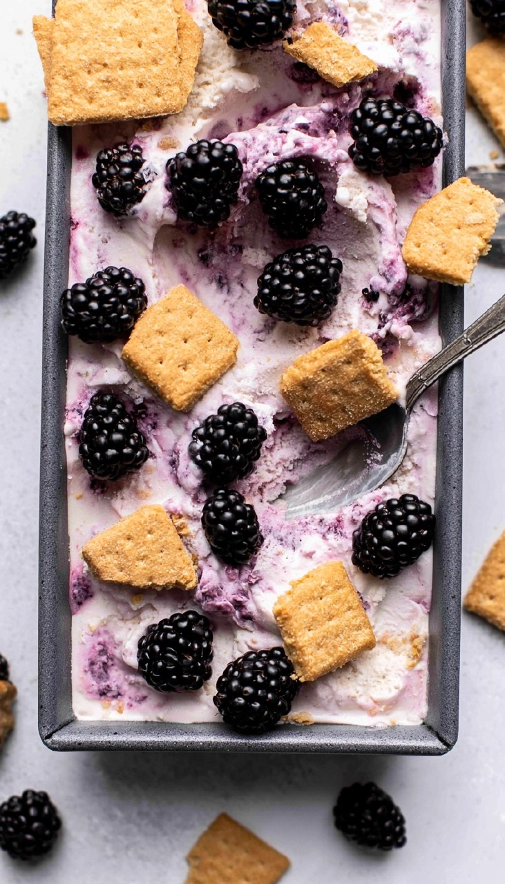 Blackberry Cheesecake Cottage Cheese Ice Cream
