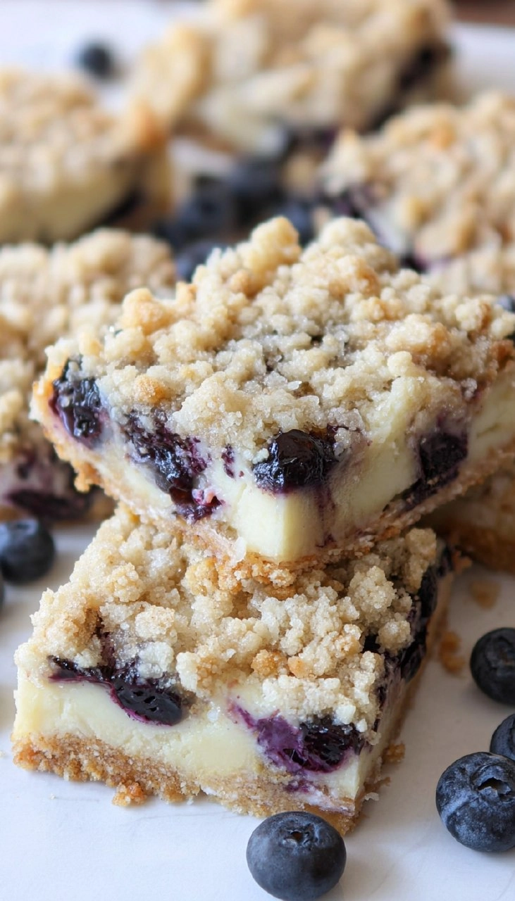 Blueberry Crumble Cheesecake Bars