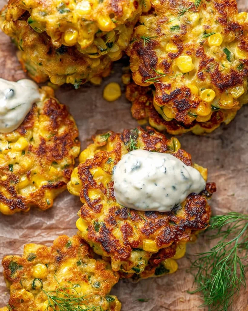 Corn-and-Zucchini-Fritters-with-Herb-Yogurt-Sauce-Recipe