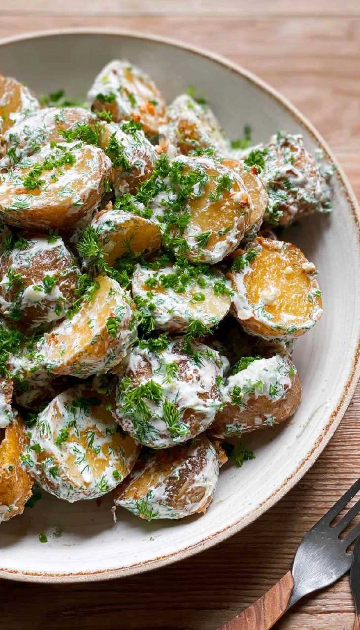 Crispy Potato Salad with Creamy Herb Yogurt Dressing 95 Crispy Potato Salad with Creamy Herb Yogurt Dressing
