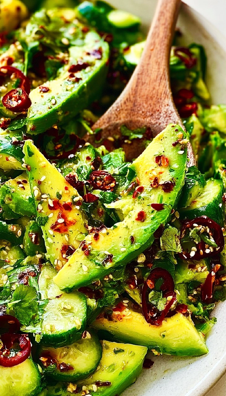Smashed Cucumber Avocado Salad