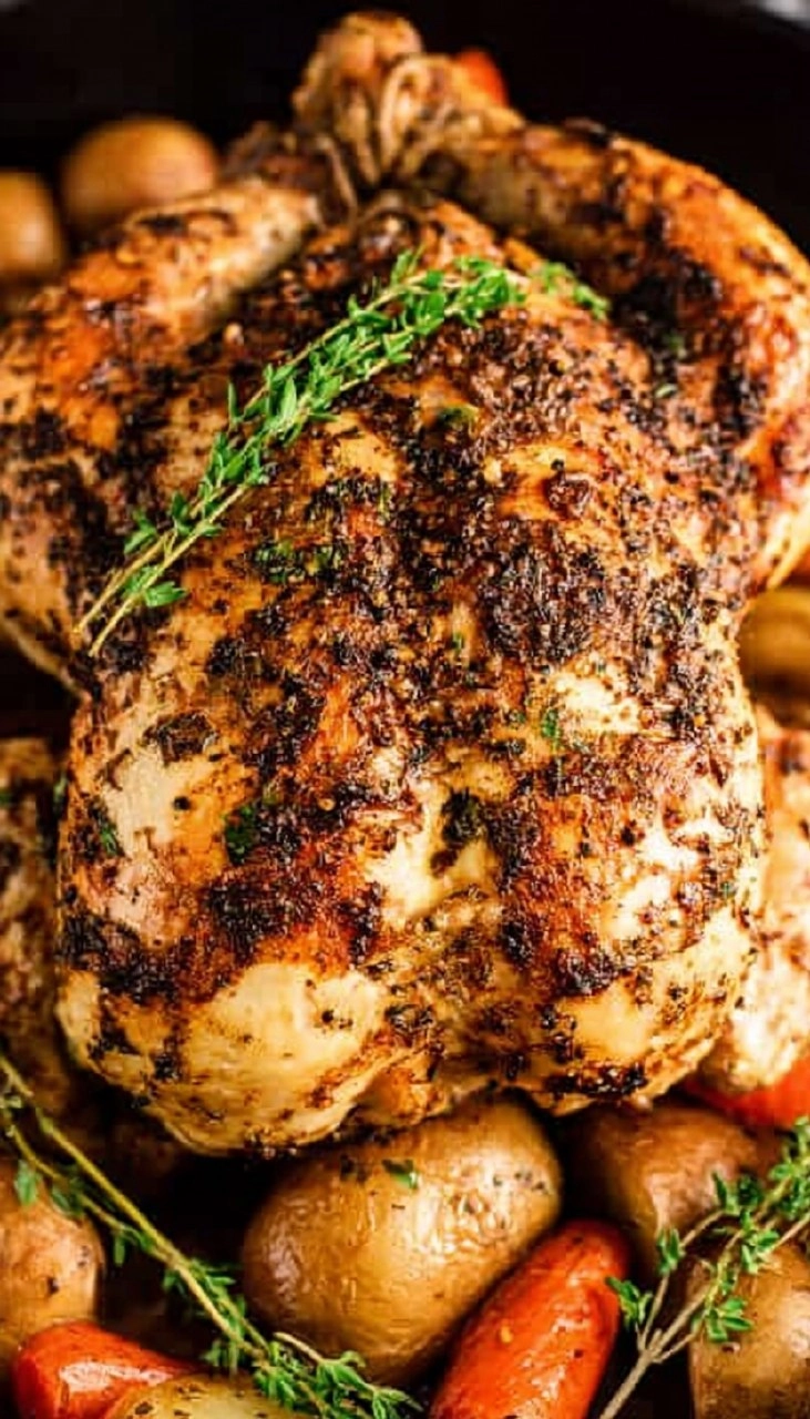 Easy Whole Roast Chicken (Crispy Skin + Juicy Inside)