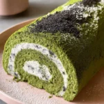 Matcha Swiss Roll Cake with Black Sesame Mousse 106 Matcha-Swiss-Roll-Cake-with-Black-Sesame-Mousse-Recipe