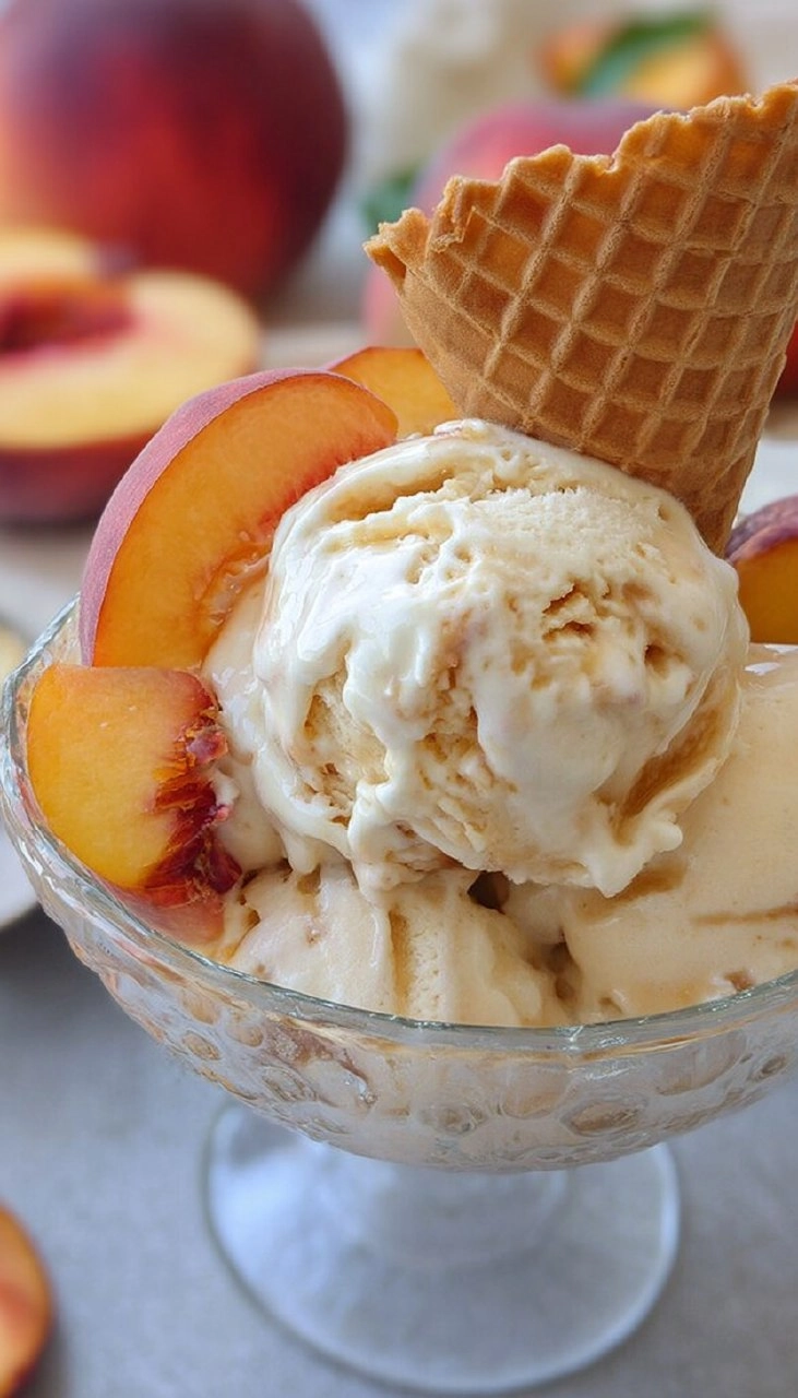 No Churn Peaches and Cream Ice Cream