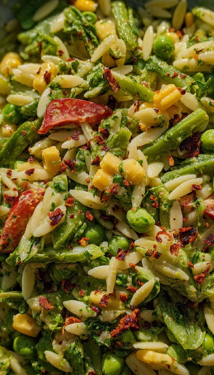 Spring Orzo Pasta Salad with Creamy Basil Vinaigrette 135 Spring Orzo Pasta Salad with Creamy Basil Vinaigrette