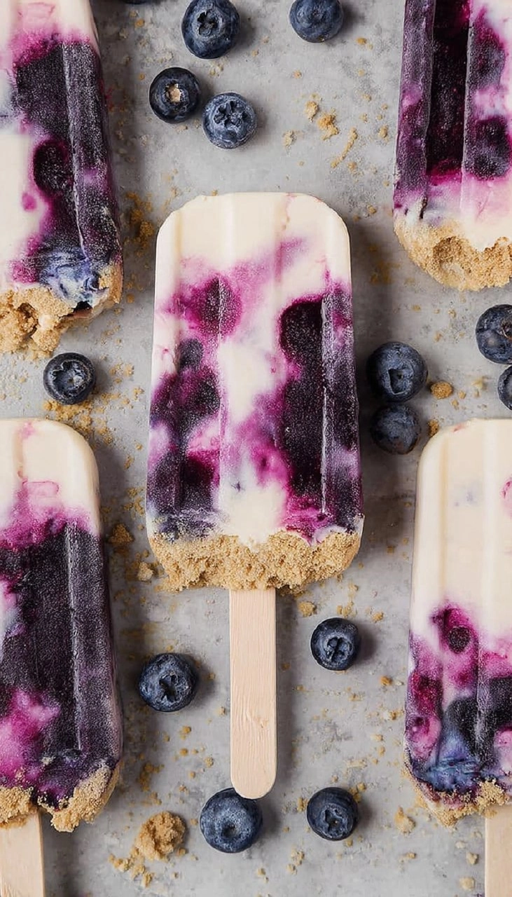 Blueberry Cheesecake Protein Popsicles