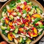 Chicken Salad with Peaches, Avocado & Fresh Raspberry Dressing 111 Chicken-Salad-with-Peaches-Avocado-Fresh-Raspberry-Dressing-Recipe