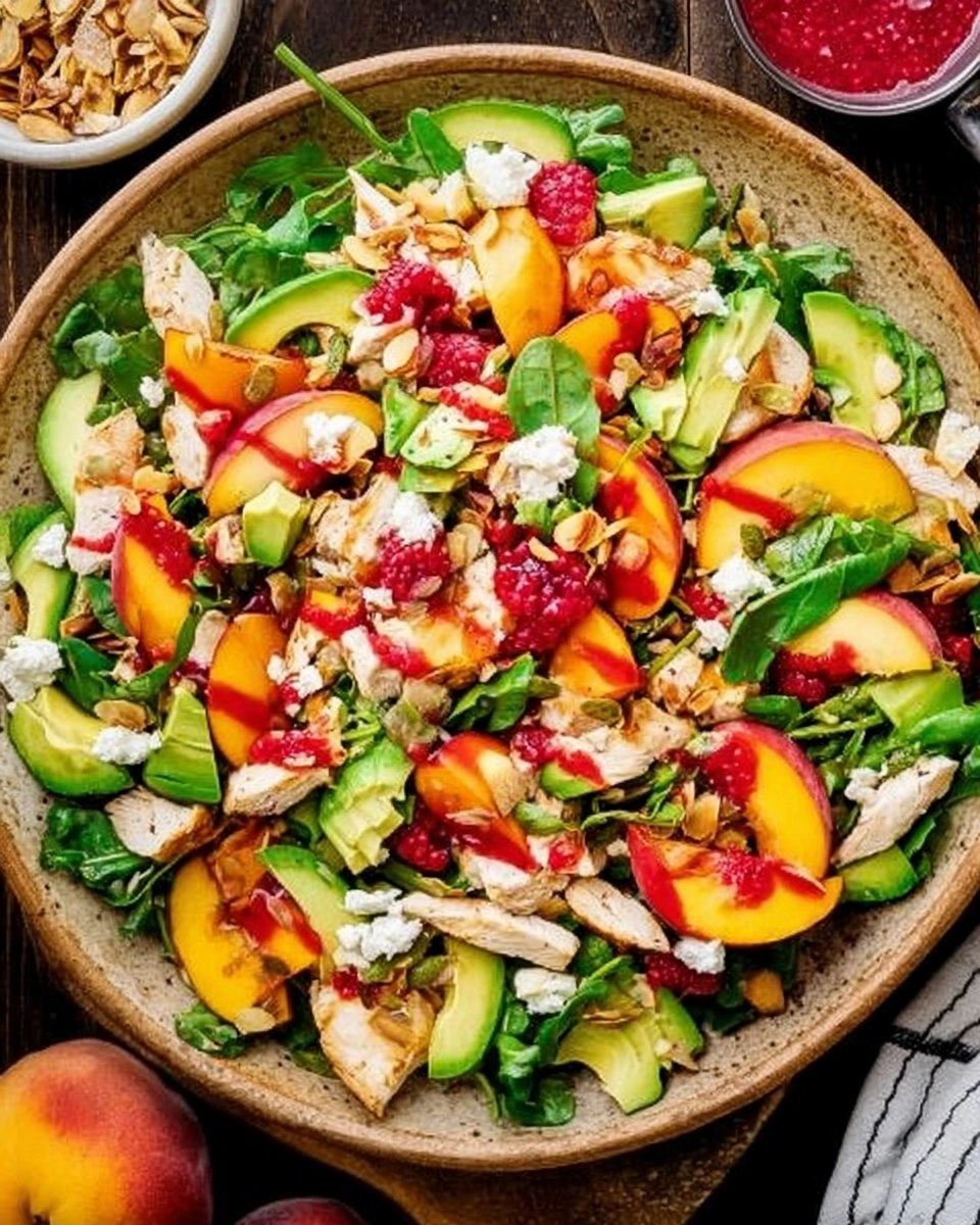 Chicken Salad with Peaches, Avocado & Fresh Raspberry Dressing 3 Chicken-Salad-with-Peaches-Avocado-Fresh-Raspberry-Dressing-Recipe