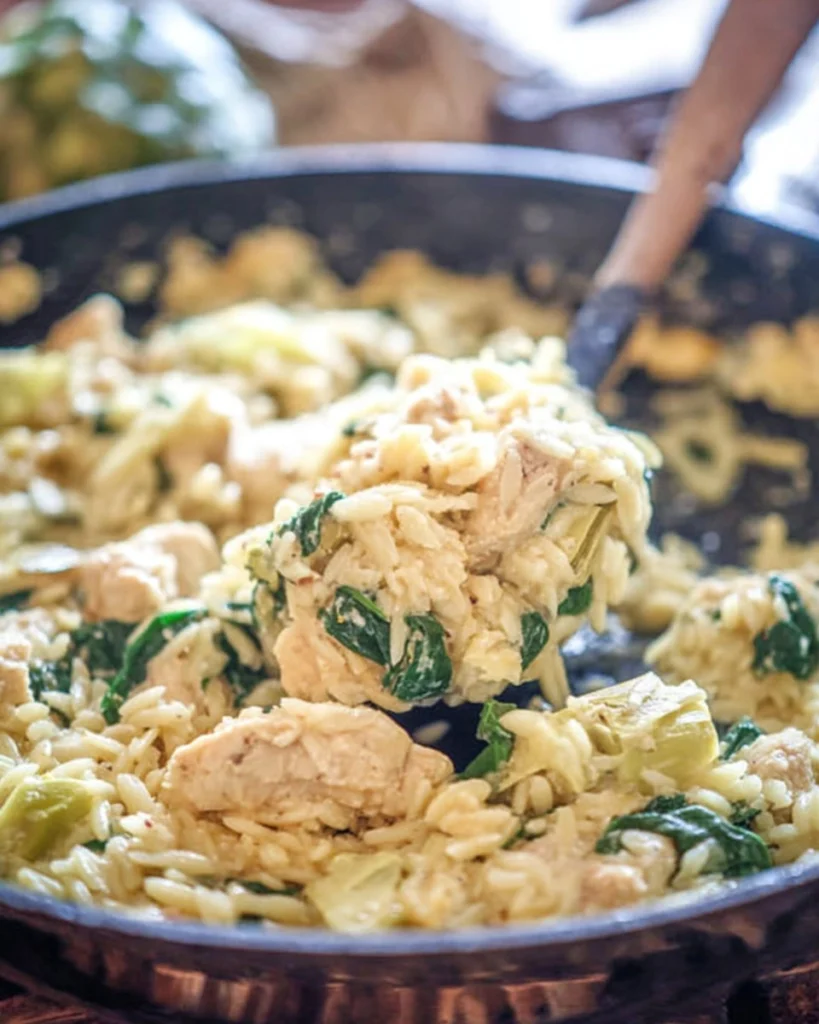 One-Pot-Spinach-Artichoke-Chicken-Orzo-Recipe