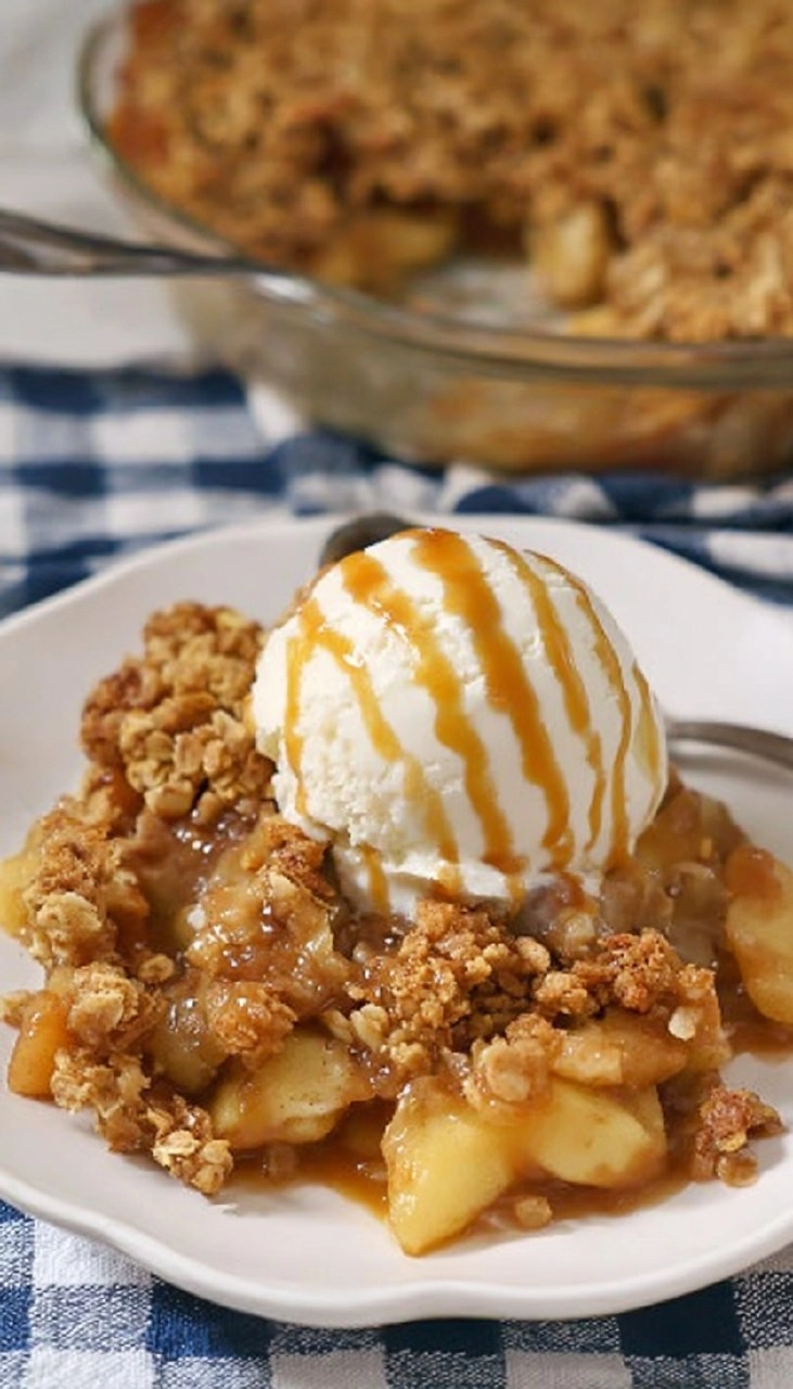 Caramel Apple Crisp with Crunchy Oat Topping