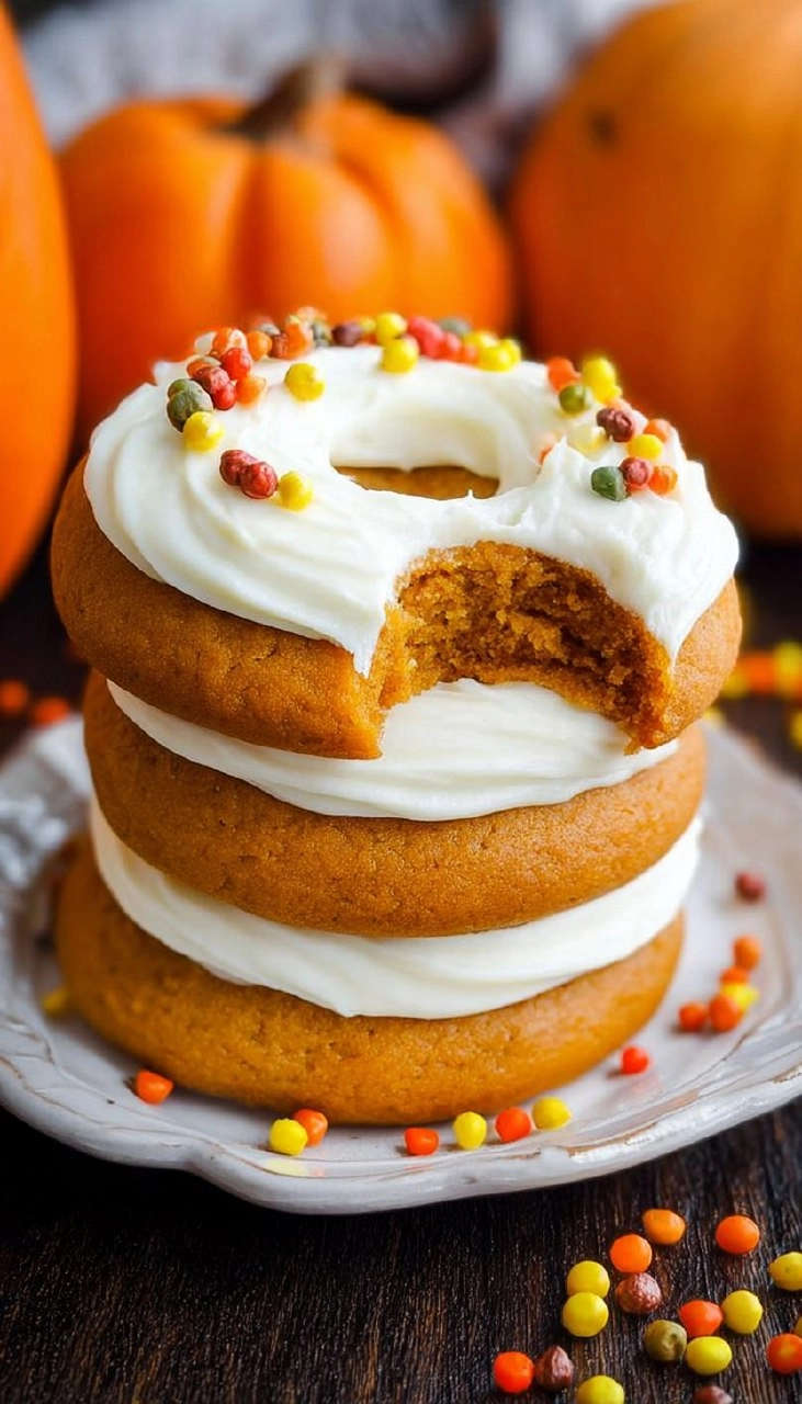Pumpkin Cookies with Cream Cheese Frosting