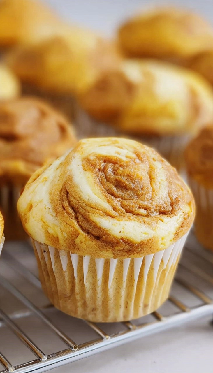 Pumpkin Muffins with Cheesecake Swirl