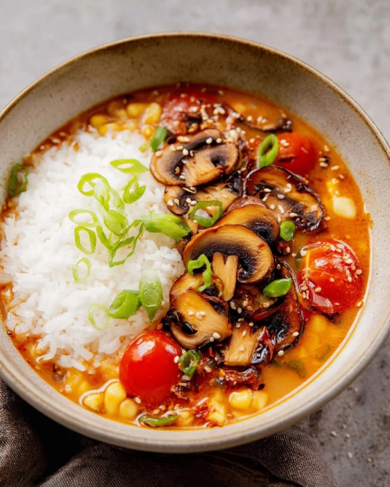 Tomato-Miso-Soup-with-Garlic-Sesame-Mushrooms-Recipe