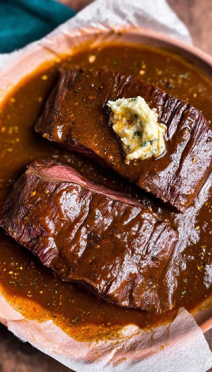 Marinated Venison Steak with Garlic Herb Butter